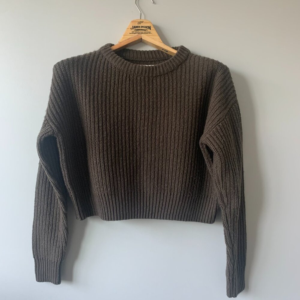 Oak + Fort Brown Cropped knit Sweater
